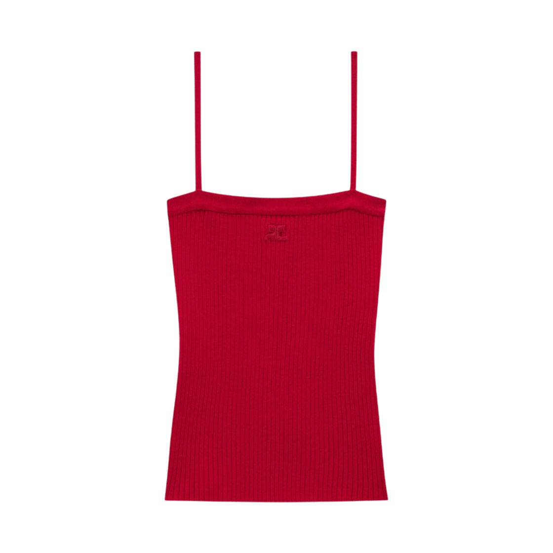 (W) 꾸레쥬 립 탱크탑 체리 레드((W) Courreges Rib Tank Top Cherry Red) - 1