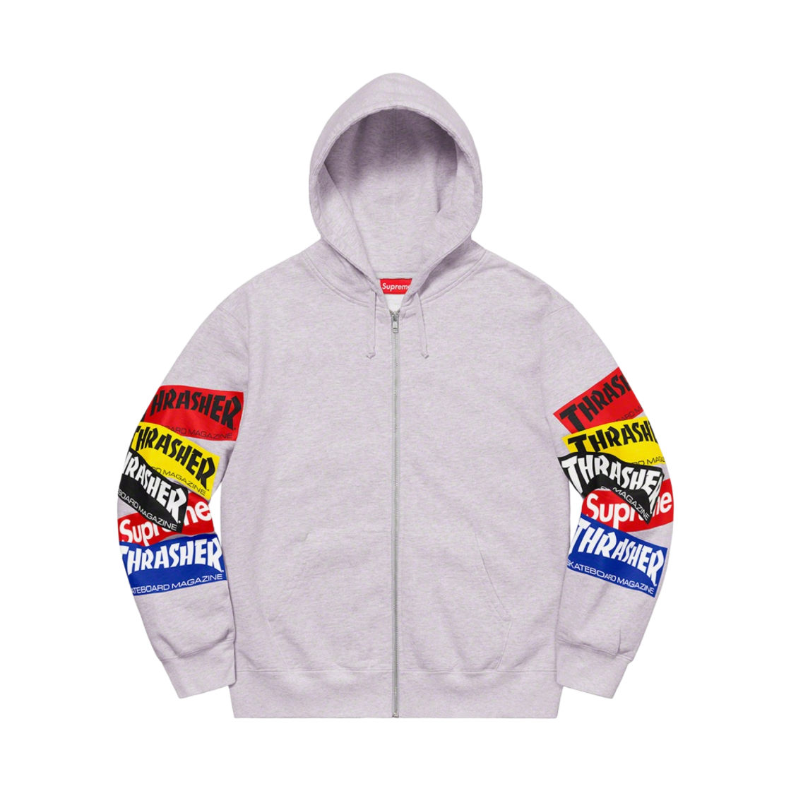 슈프림 x 트레셔 멀티 로고 집업 후드 스웨트셔츠 애쉬 그레이 - 21FW(Supreme x Thrasher Multi Logo Zip Up Hooded Sweatshirt Ash Grey - 21FW) - 1