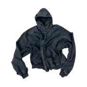 Nonnod x Shinsegae Distressed Zip-Up Hoodie Washed Black