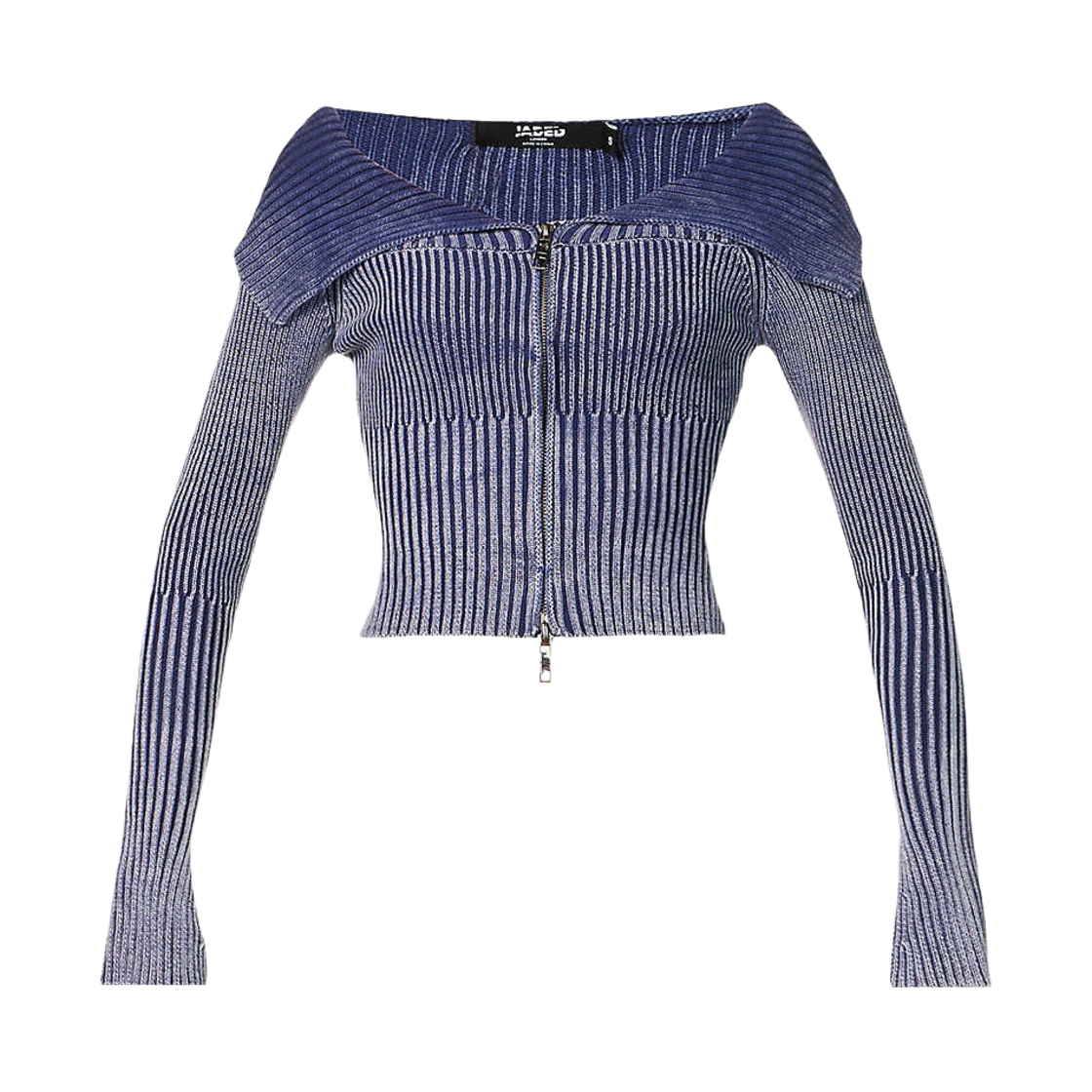 JWH2599 (W) Jaded London Tribeca Ribbed Off The Shoulder Knit Blue