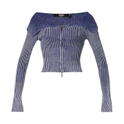 (W) Jaded London Tribeca Ribbed Off The Shoulder Knit Blue