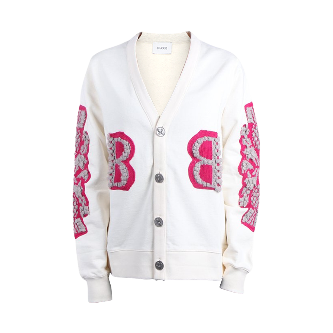 C104273710 (W) Barrie Logo Cashmere Cardigan Ivory