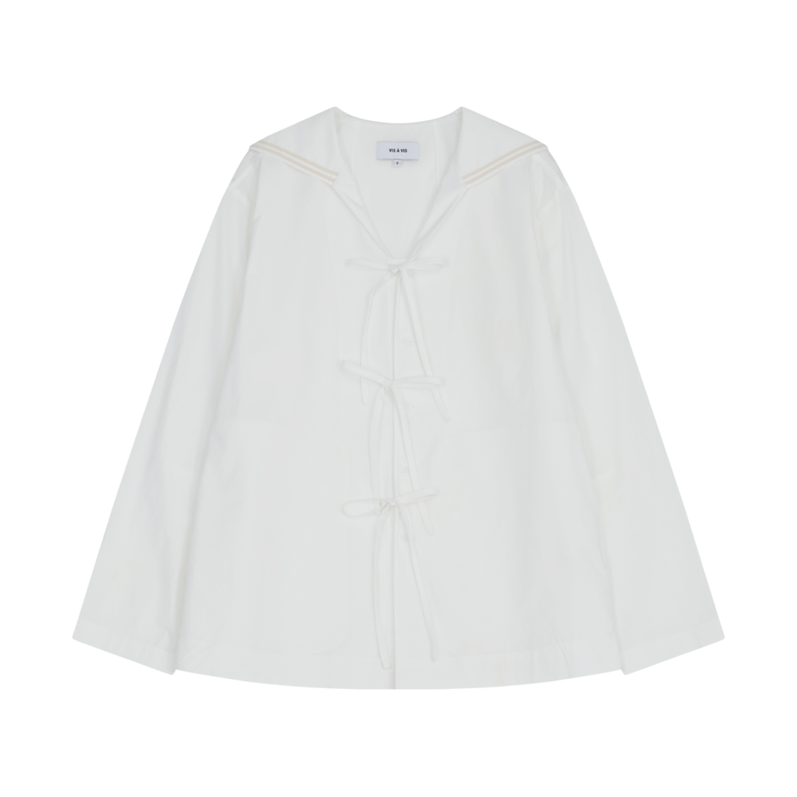 252-2005-10 VIS A VIS Sailor Collar Front Tie Shirt White