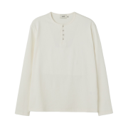 LEARVE Titan Snap Henley Neck T-Shirt White