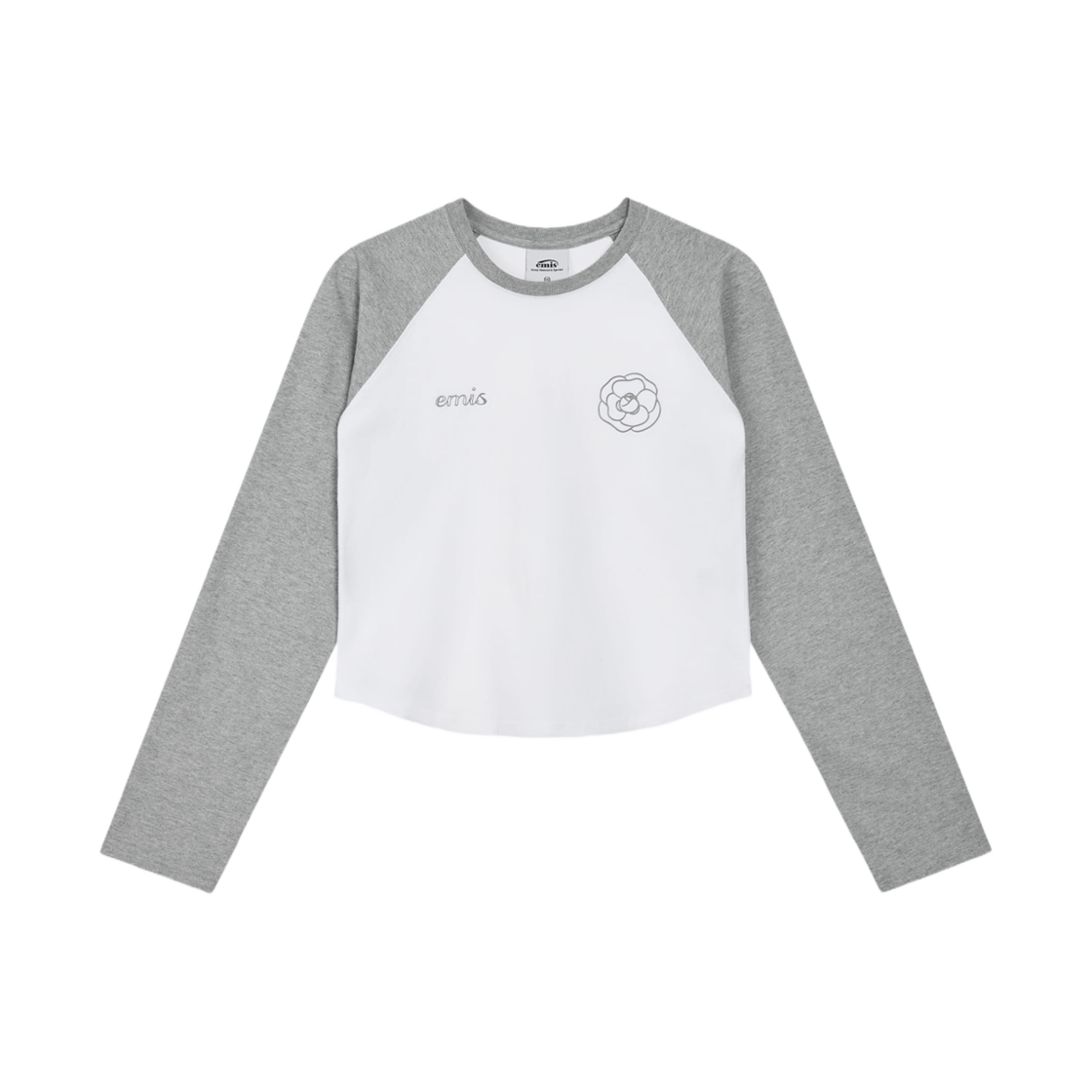 (W) 이미스 로즈 래글런 티셔츠 화이트((W) Emis Rose Raglan T-Shirt White) - 1