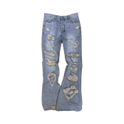 Undermycar Angel Ring Destroyed Slim Flare Jeans Light Blue