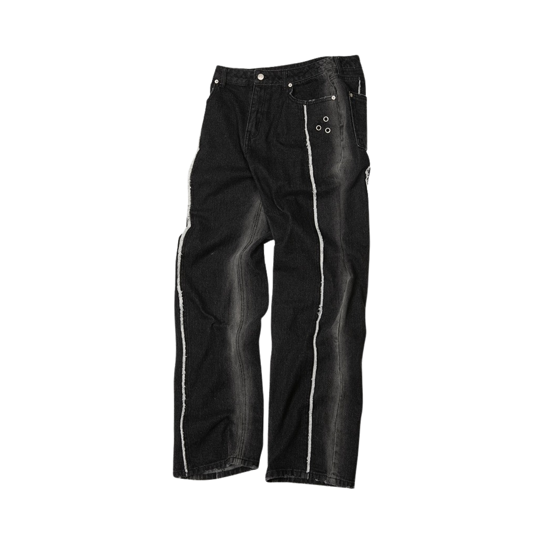 플레이버리즘 컷 오프 블리치 워시드 데님 팬츠 블랙(Flavorism Cut Off Bleach Washed Denim Pants Black)