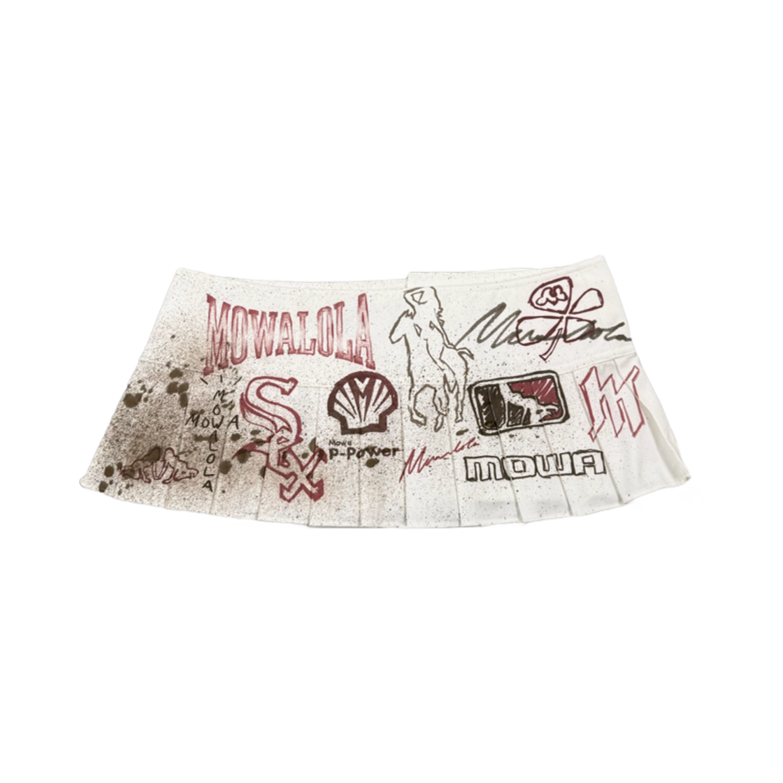 (W) 트래비스 스캇 캑터스 잭 x 모와롤라 더트 BGC 스커트 화이트((W) Travis Scott Cactus Jack x Mowalola Dirt BGC Skirt White)