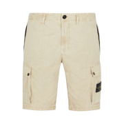 Stone Island L11WA Brushed Cotton Canvas Garment Dyed Bermuda Shorts Sand - 24SS
