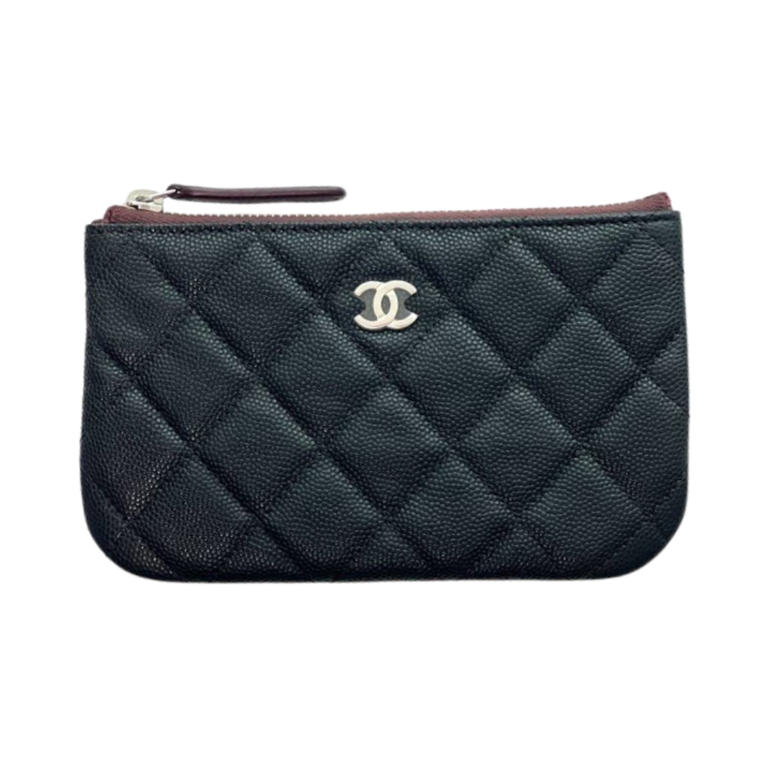 AP4020-Y33351-C3906 Chanel Classic Small Zipped Pouch Grained Calfskin & Silver Black