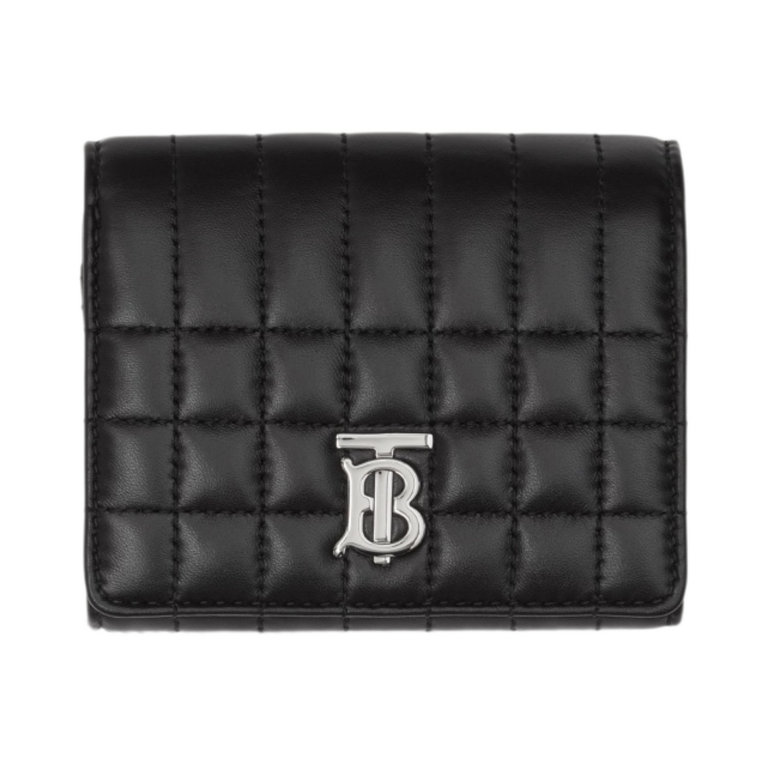 버버리 퀄티드 레더 스몰 롤라 폴딩 지갑 블랙 팔라디움(Burberry Quilted Leather Small Lola Folding Wallet Black Palladium)