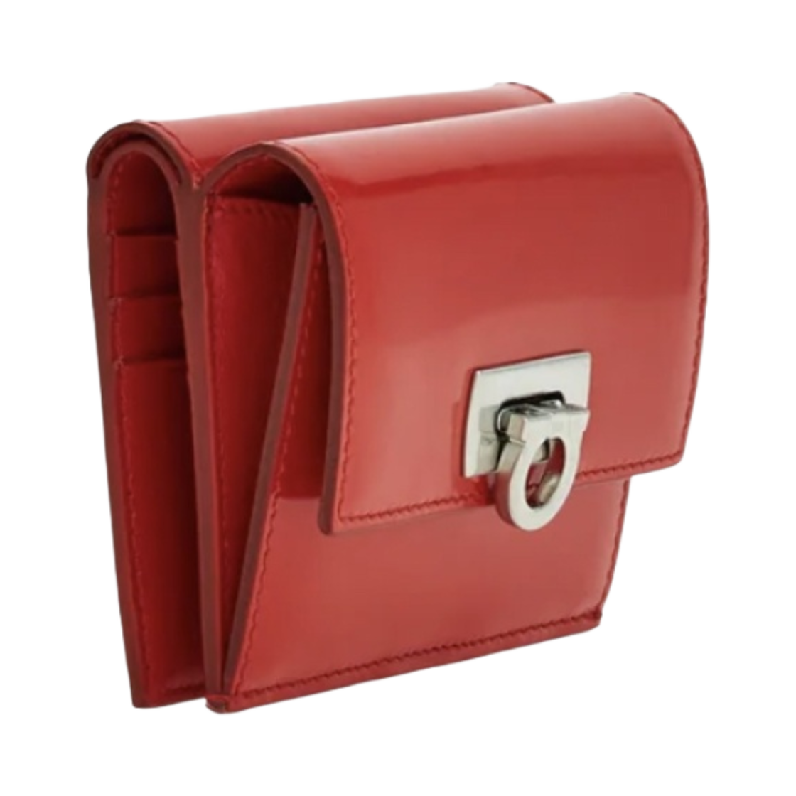페라가모 간치니 클래스프 컴팩트 지갑 플레임 레드(Ferragamo Compact Wallet with Gancini Clasp Flame Red) - 2