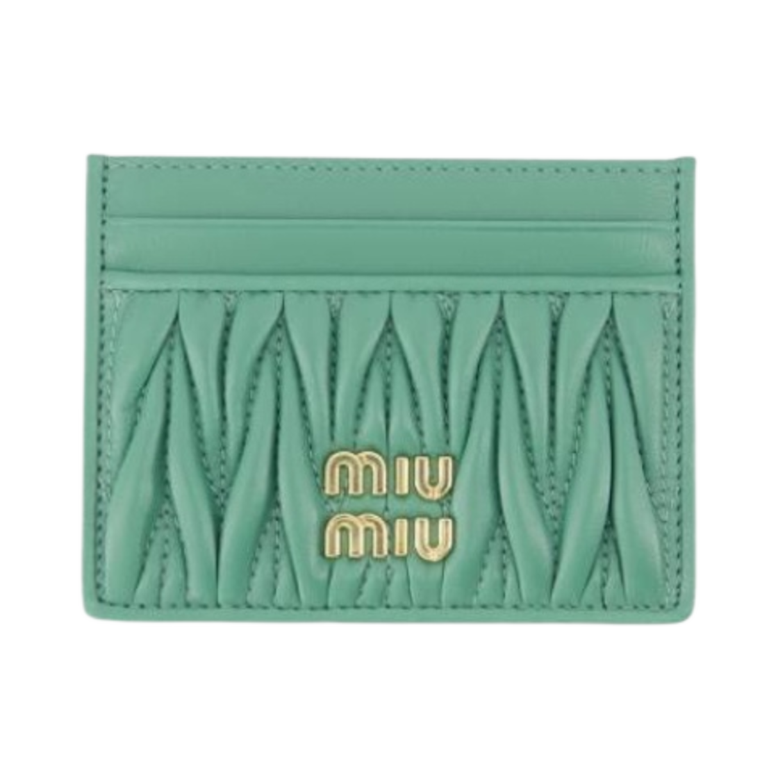 미우 미우 마테라쎄 나파 가죽 카드 홀더 살비아(Miu Miu Matelasse Nappa Leather Card Holder Salvia)
