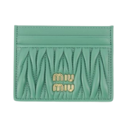Miu Miu Matelasse Nappa Leather Card Holder Salvia