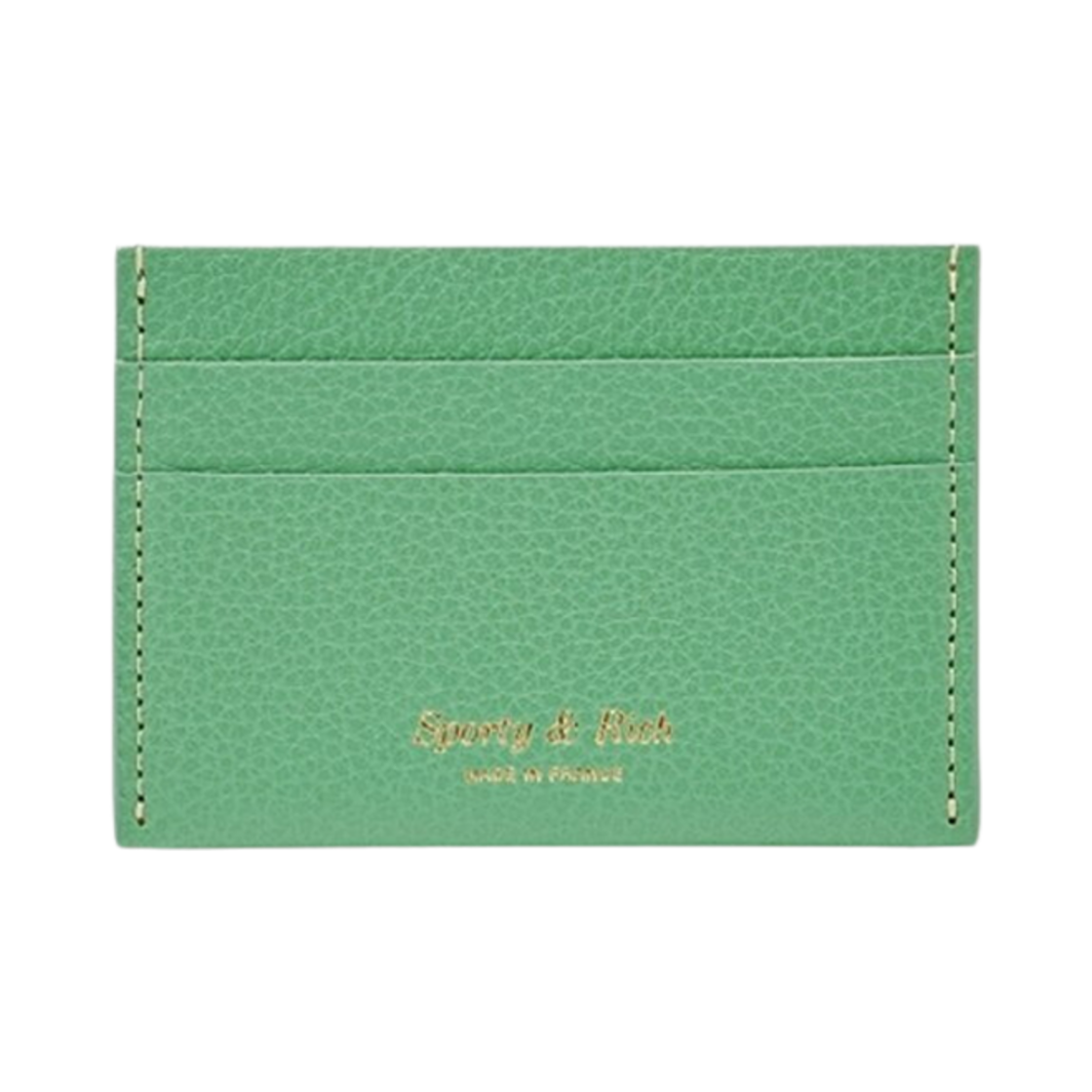 AC743VE Sporty & Rich Logo Stamp Leather Card Holder Verde