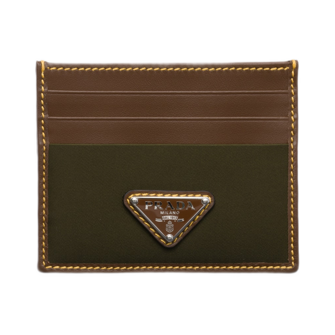 프라다 리나일론 앤 레더 카드 홀더 머스크 그린 코코아(Prada Re-Nylon and Leather Card Holder Musk Green Cocoa) - 1