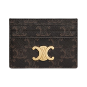 Celine Triomphe Card Holder in Triomphe Canvas Tan