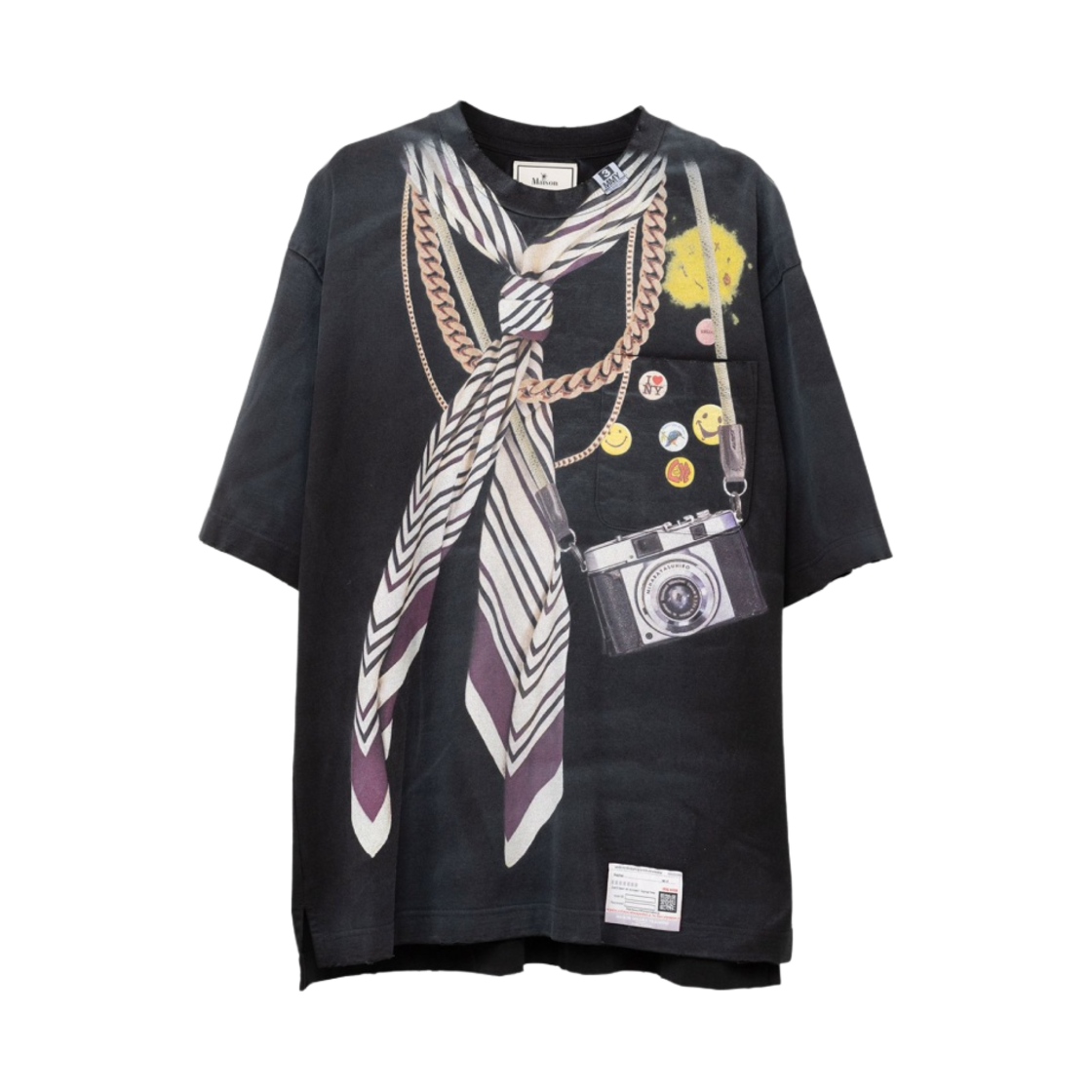 메종 미하라 야스히로 트롱프 뢰유 프린트 티셔츠 블랙(Maison Mihara Yasuhiro Tromp L'oeil Printed T-Shirt Black) - 1