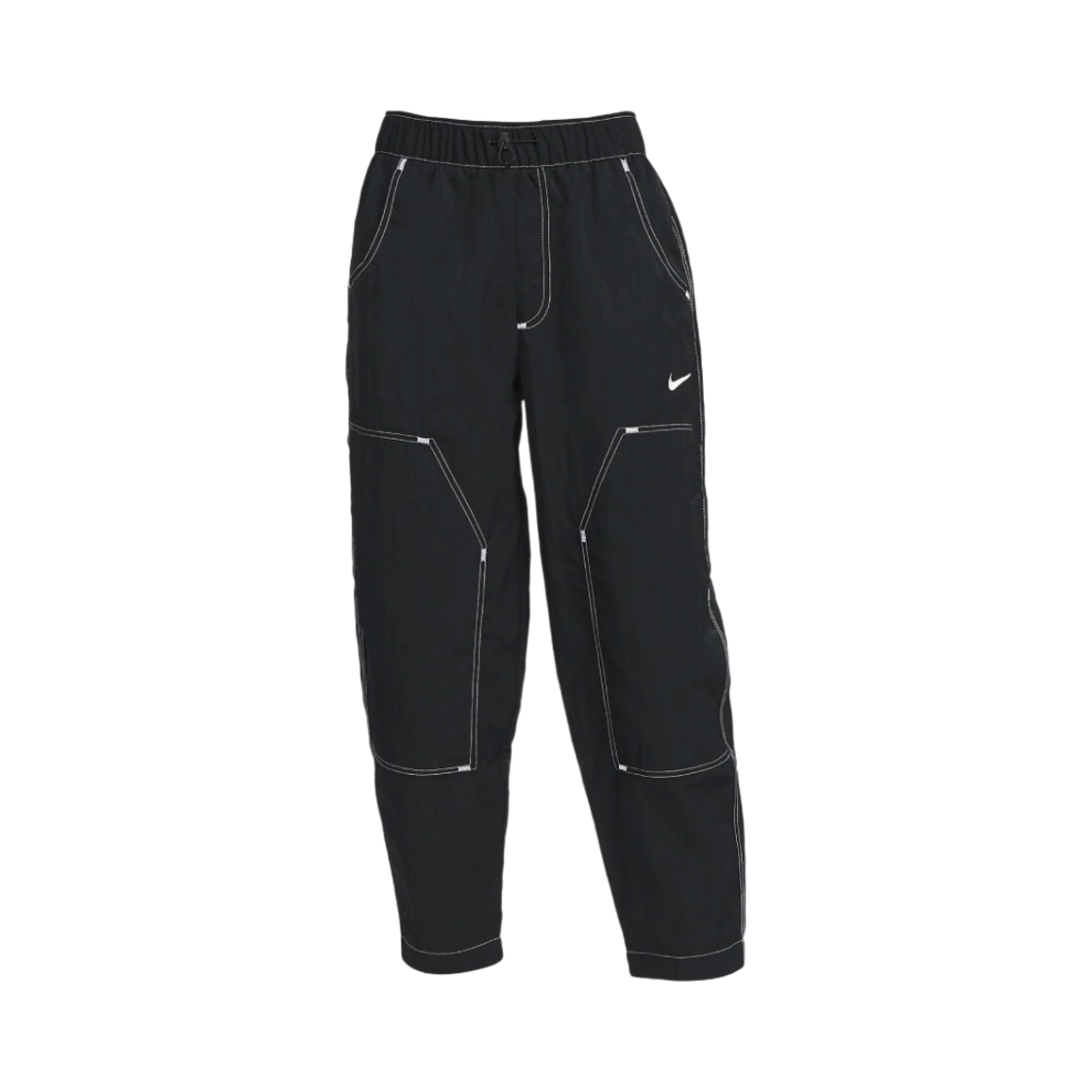 (W) 나이키 NSW 스우시 하이 웨이스트 우븐 팬츠 블랙 화이트 - US/EU((W) Nike NSW Swoosh High Waisted Woven Pants Black White - US/EU) - 1