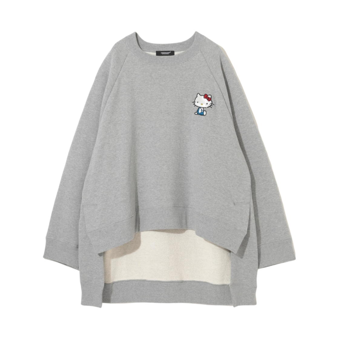 언더커버 x 산리오 UC2D8805-2 헬로 키티 플리스 스웨트셔츠 풀오버 탑 그레이(Undercover x Sanrio UC2D8805-2 Hello Kitty Fleece Sweatshirt Pullover Top Gray)