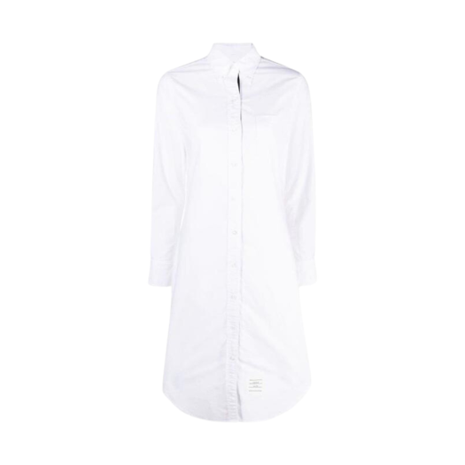 (W) Thom Browne Oxford Stripe Shirt Dress White