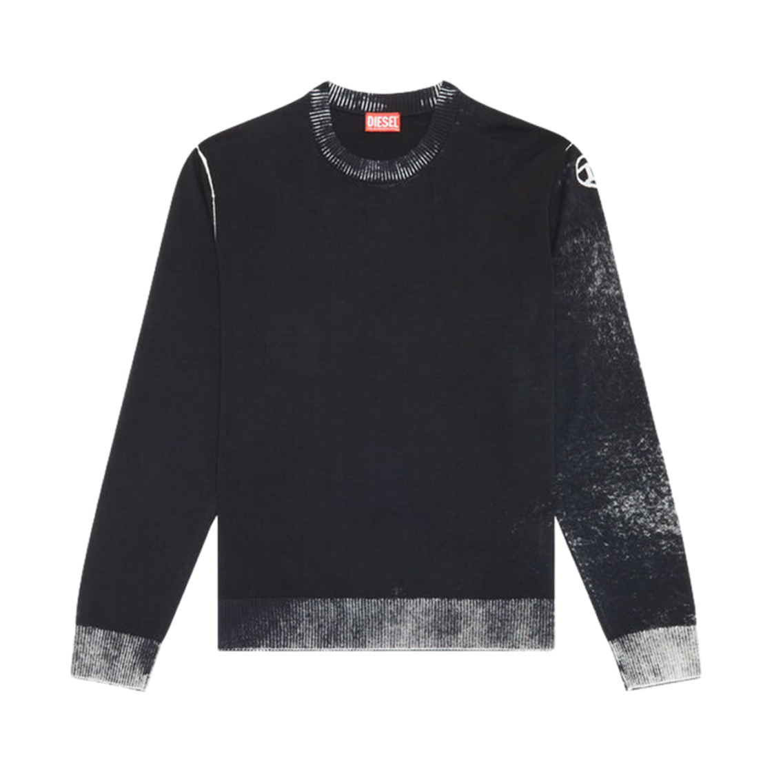 디젤 리버스 프린트 코튼 점퍼 블랙