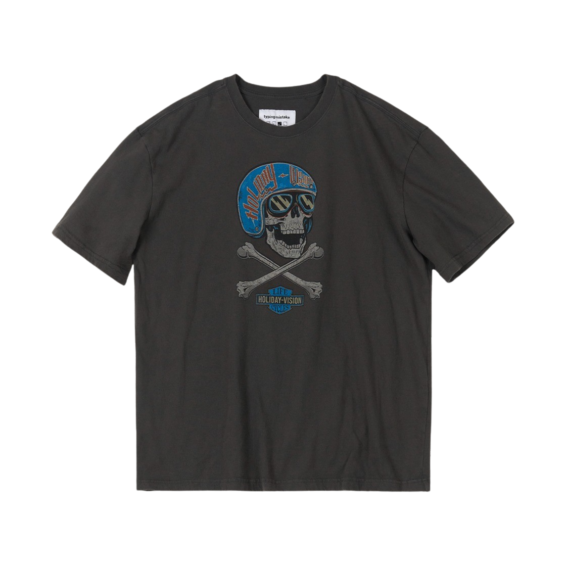 타이핑 미스테이크 홀리데이 비전 패러디 그래픽 티셔츠 V.2 다크 그레이(Typing Mistake Holiday-Vision Parody Graphic T-Shirt V.2 Dark Grey)