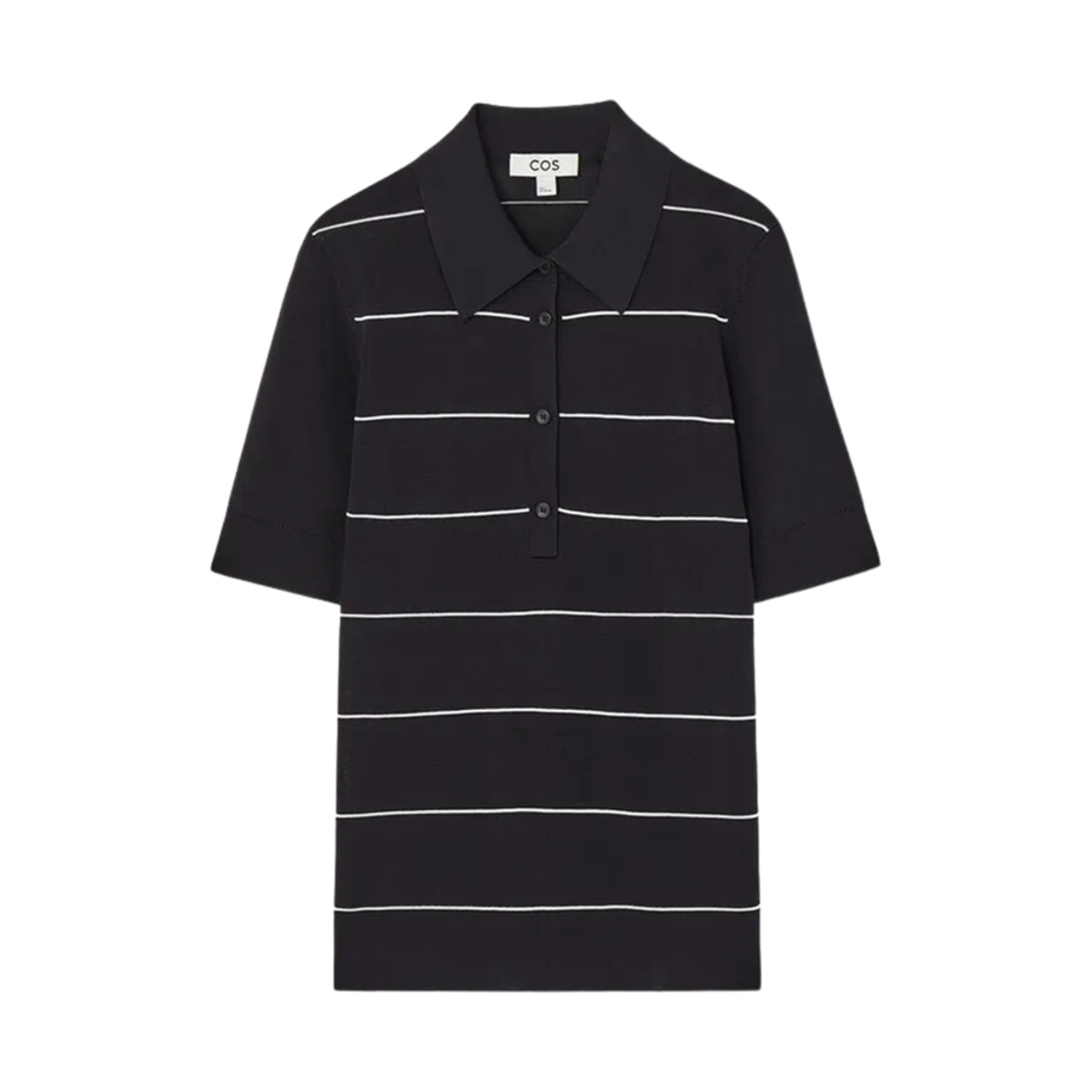 1223003001 (W) COS Striped Polo Shirt Knitted Navy Blue