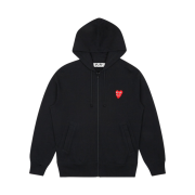 Play Comme Des Garcons Double Red Heart Zip Hooded Sweatshirt Black