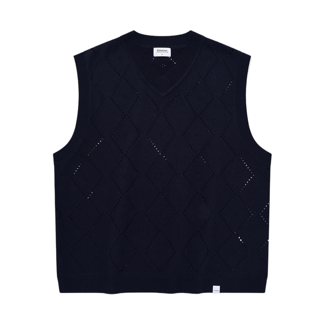 커버낫 아가일 니트 베스트 네이비(Covernat Argyle Knit Vest Navy)