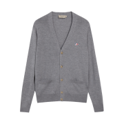 Maison Kitsune Tricolor Fox Patch Classic Cardigan Grey Melange