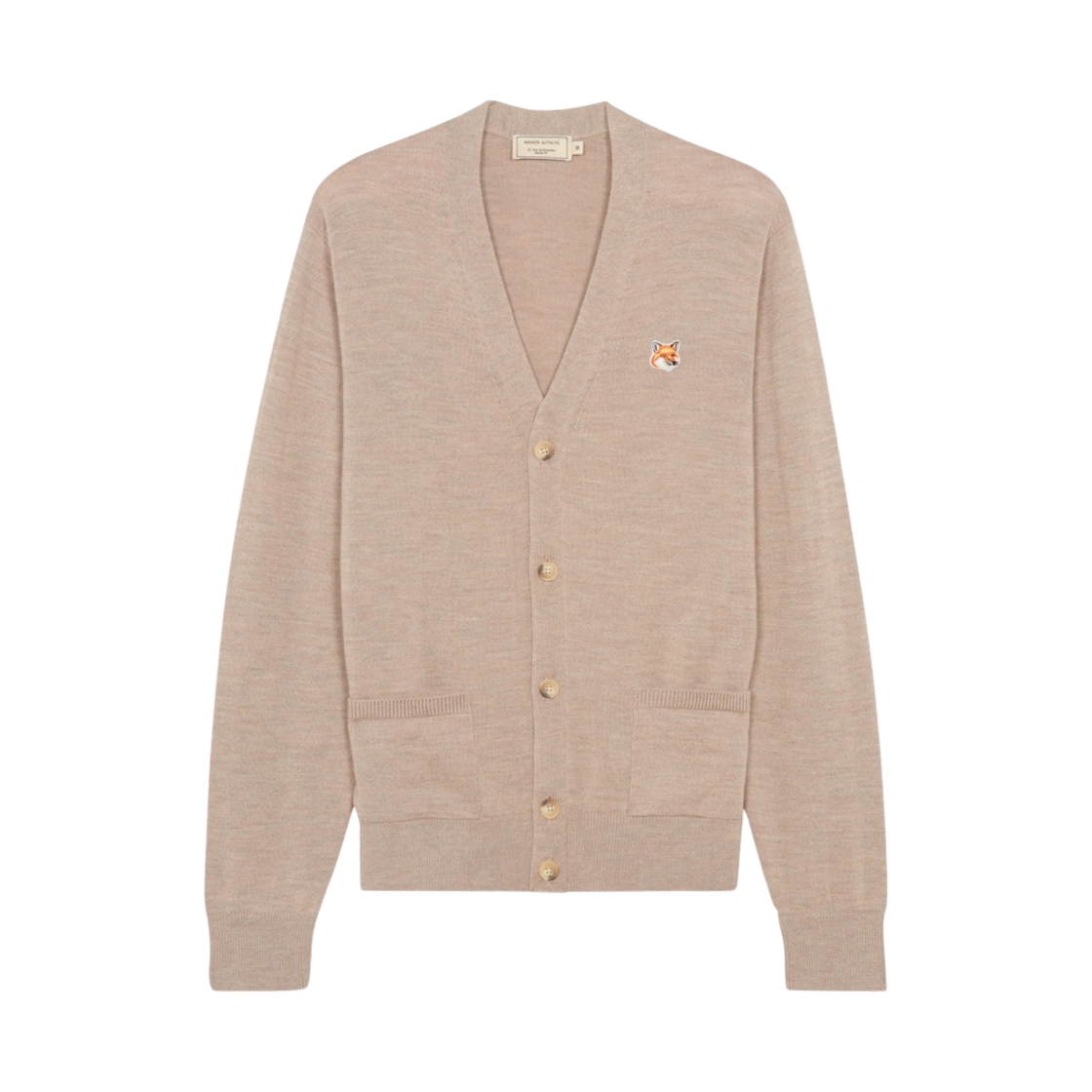 메종 키츠네 폭스 헤드 패치 클래식 가디건 베이지 멜란지(Maison Kitsune Fox Head Patch Classic Cardigan Beige Melange)