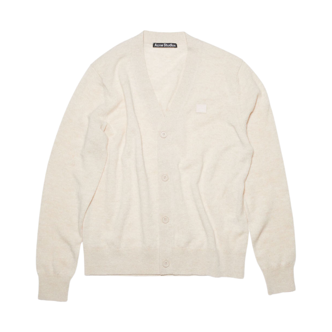 아크네 스튜디오 케베 페이스 브이넥 가디건 오트밀 멜란지(Acne Studios Keve Face V-Neck Cardigan Oatmeal Melange)