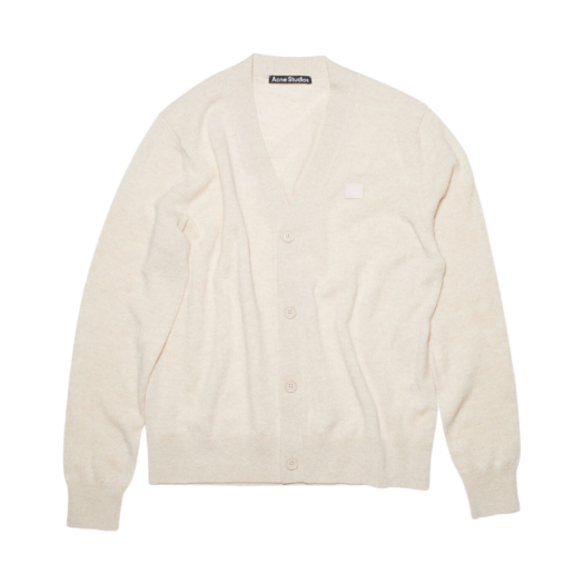 C60038-633 Acne Studios Keve Face V-Neck Cardigan Oatmeal Melange