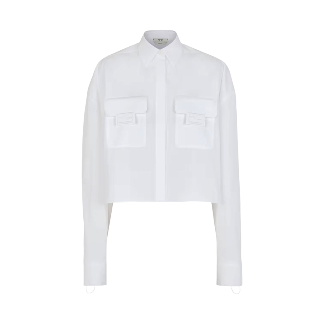 FENDI◇23SS/ホワイトロゴポケットポプリンシャツ/38/WHT/FS8063 AFLK