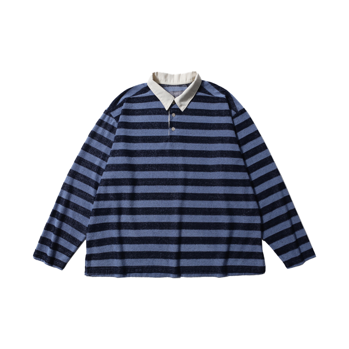 BAL058 Ballute Boucle Stripe Collar T Shirts Blue Navy