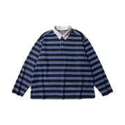 Ballute Boucle Stripe Collar T Shirts Blue Navy