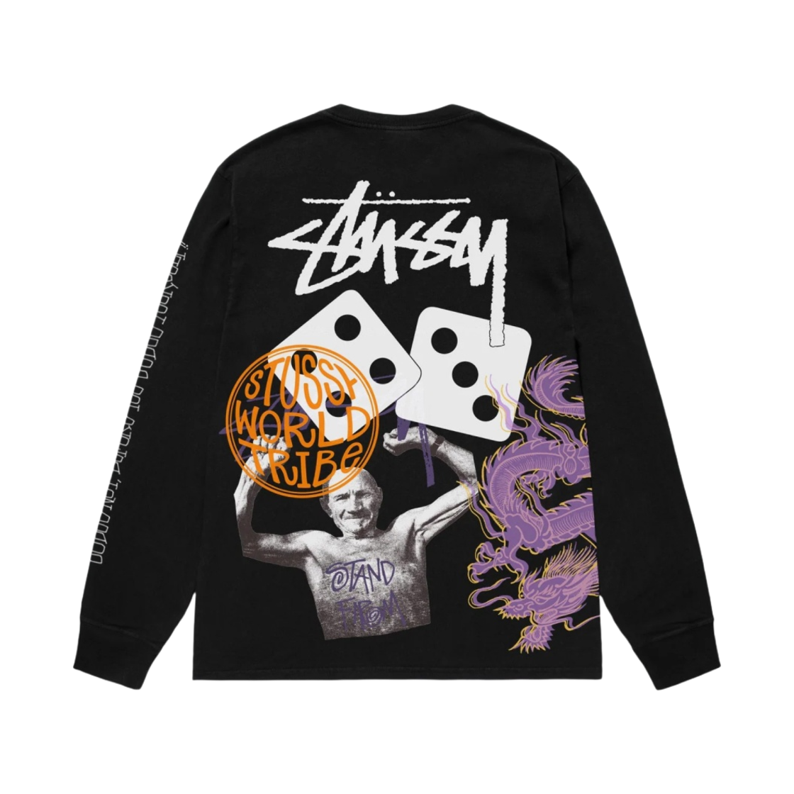 1994951 Stussy Strike Pigment Dyed LS T-Shirt Black - 대표 이미지 #1