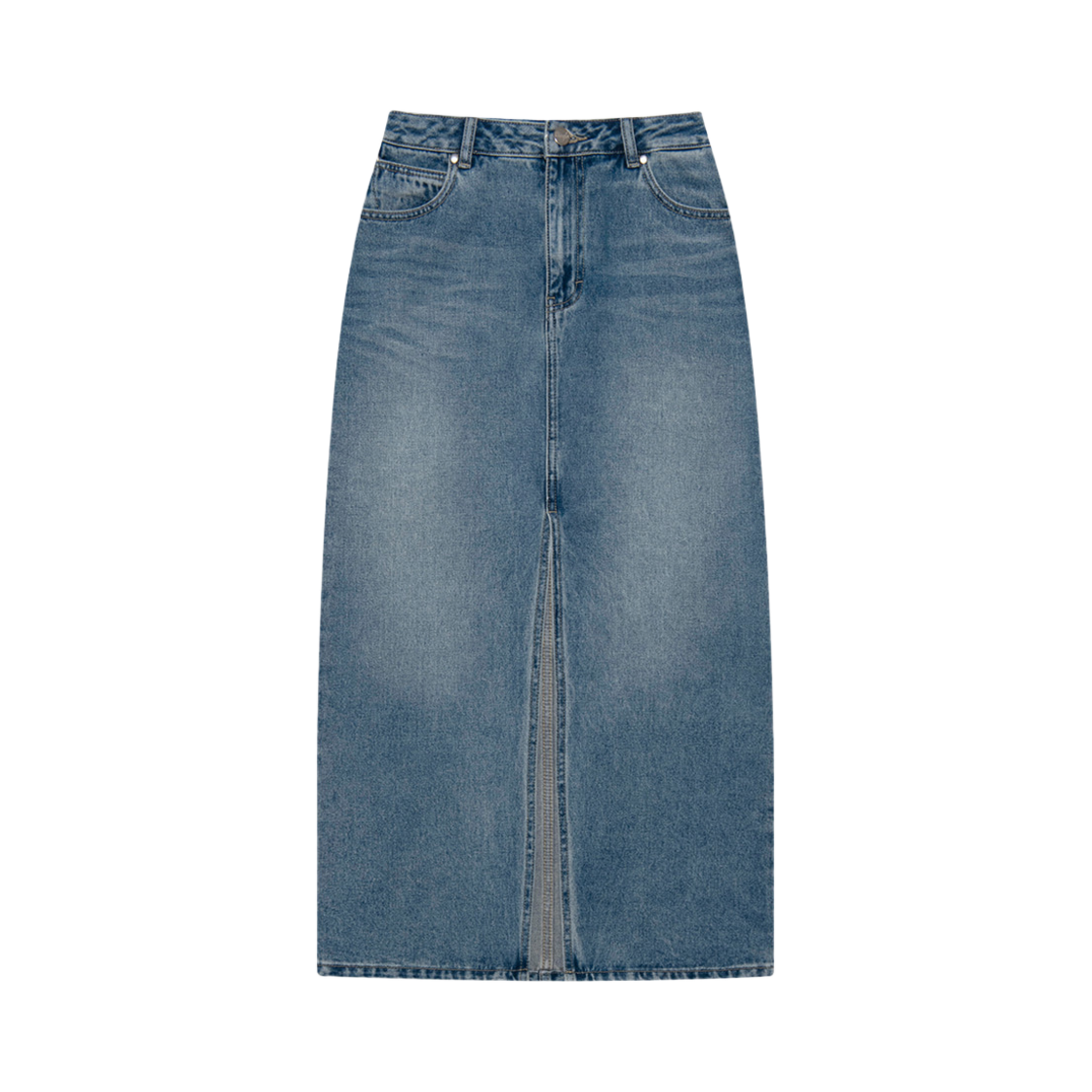 랭글러 (W) 워시드 데님 롱 스커트 인디고 미디움(Wrangler (W) Washed Denim Long Skirt Indigo Medium)