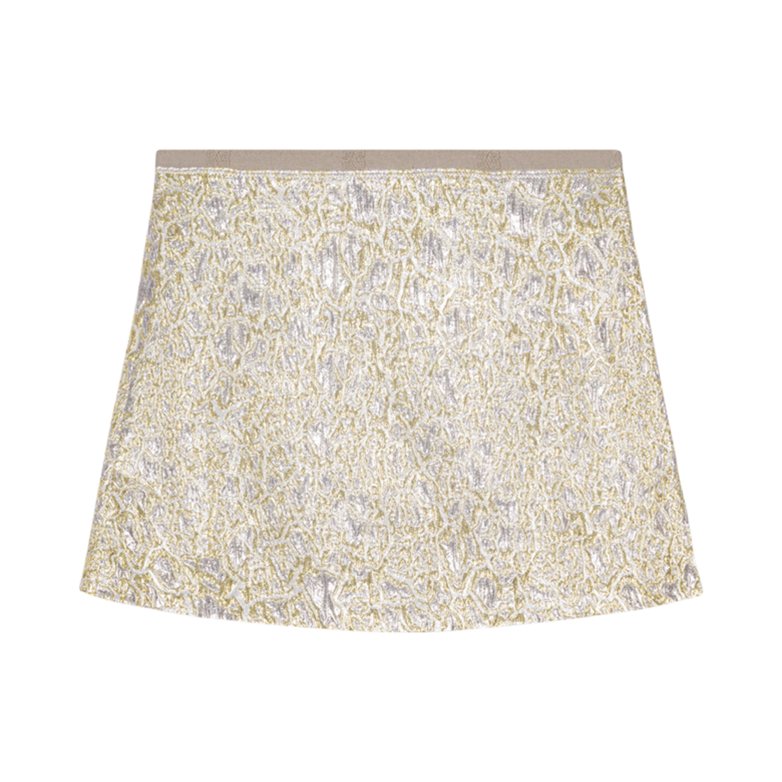 W0038-012 (W) Ganni Metallic Elasticated Mini Skirt Gold Silver