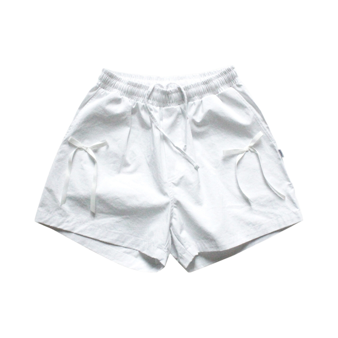 배드블루 코튼 리본 쇼츠 화이트(BadBlue Cotton Ribbon Shorts White)