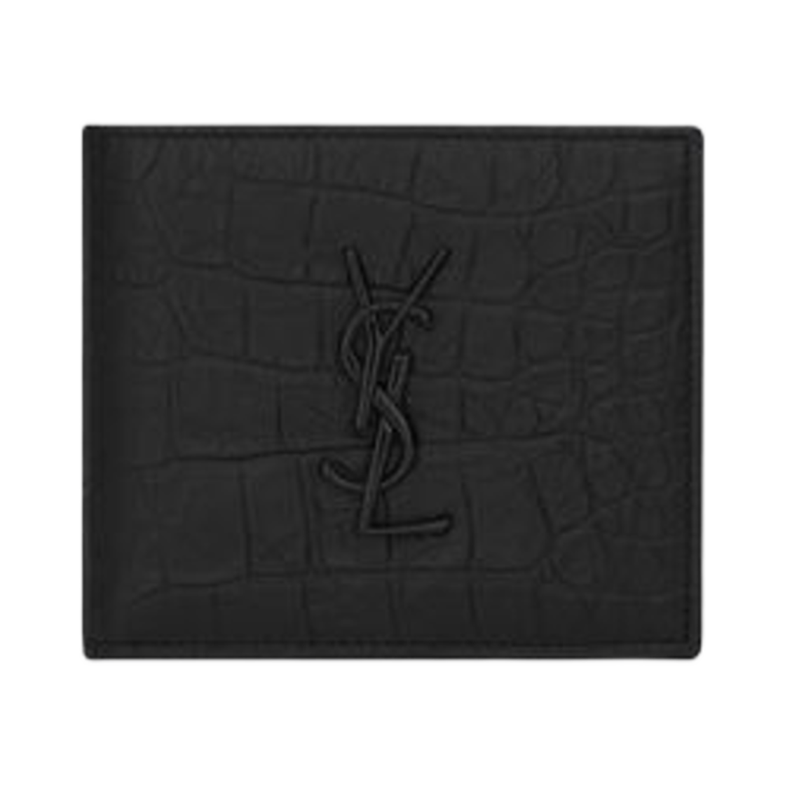생로랑 카산드라 이스트 웨스트 월렛 코인 퍼스 크로커다일 엠보스 레더 블랙(Saint Laurent Cassandre East/West Wallet with Coin Purse in Crocodile-Embossed Leather Black) - 1