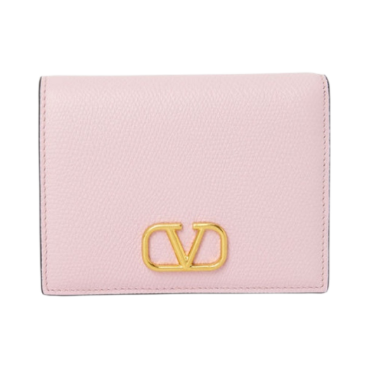 Valentino Compact Vlogo Signature Grainy Calfskin Wallet Lilac
