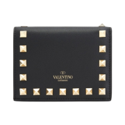 Valentino Rockstud Calfskin Small Wallet Black