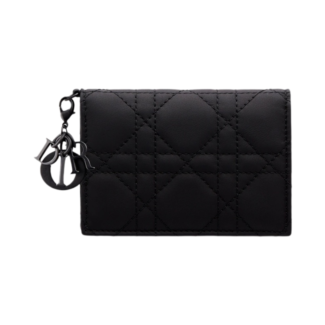 디올 레이디 플랩 카드 홀더 울트라 매트 까나쥬 카프스킨 블랙(Dior Lady Flap Card Holder Ultramatte Cannage Calfskin Black) - 1