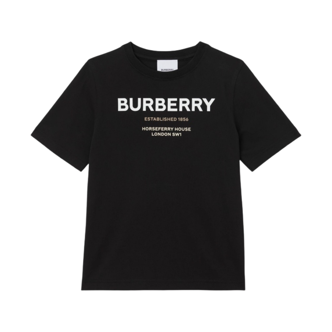 8064569 (Kids) Burberry Horseferry Print Cotton T-Shirt Black
