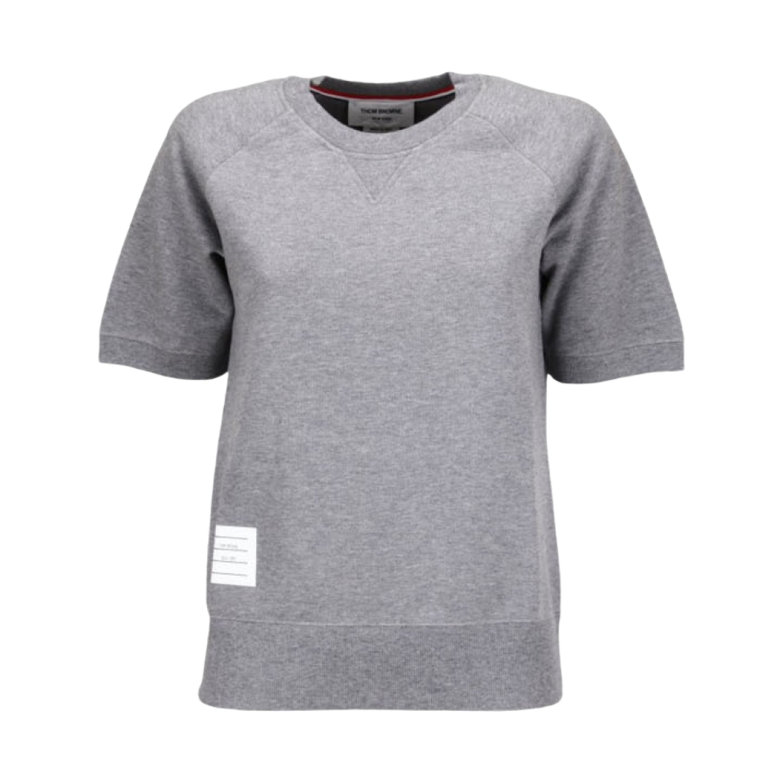 (W) 톰브라운 코튼 루프백 숏슬리브 스웨트셔츠 탑 미디움 그레이((W) Thom Browne Cotton Loopback Short Sleeve Sweatshirt Top Medium Grey) - 1