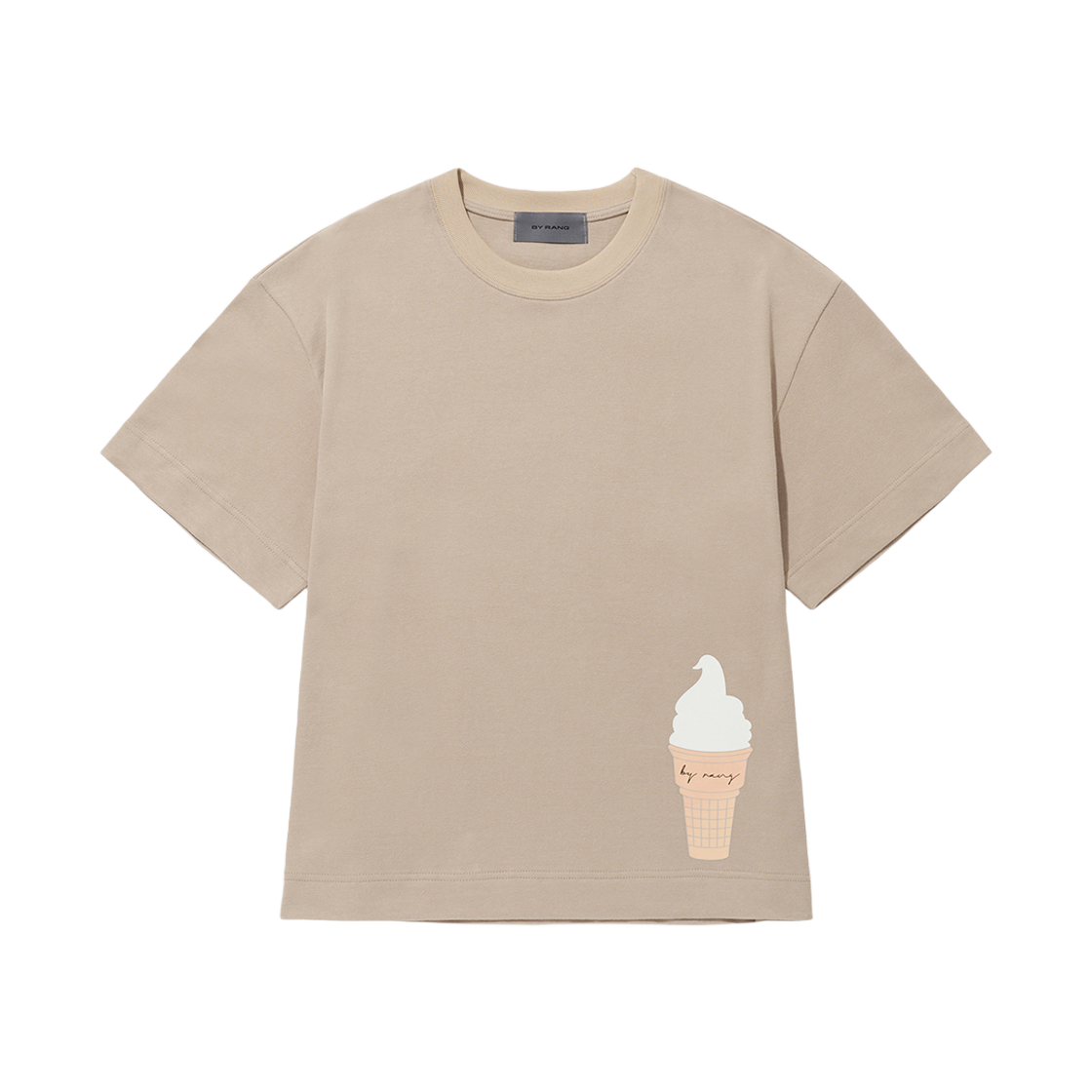 바이랑 코튼 프린티드 라운드 티셔츠 토프(BY RANG Cotton Printed Round T-Shirt Taupe) - 1