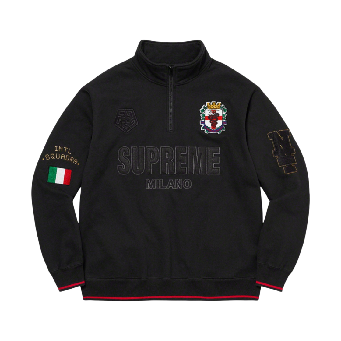 슈프림 밀라노 하프 집업 풀오버 블랙 - 22FW