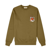 Maison Kitsune Large Velvet Fox Head Patch Sweatshirt Khaki